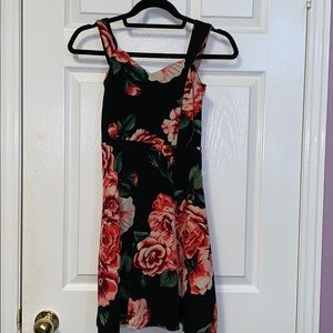 Mini black floral dress